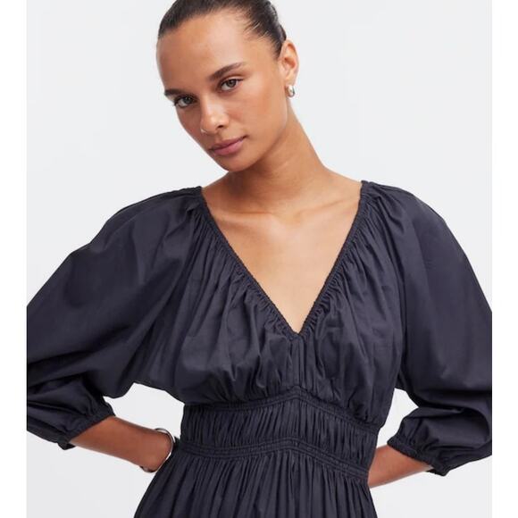 NWT Madewell V-Neck Balloon-Sleeve Maxi Dress Black 14 - Picture 2 of 11